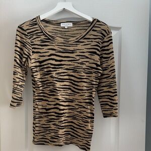Michael Stars Zebra Stripe Blouse in Beige and Black